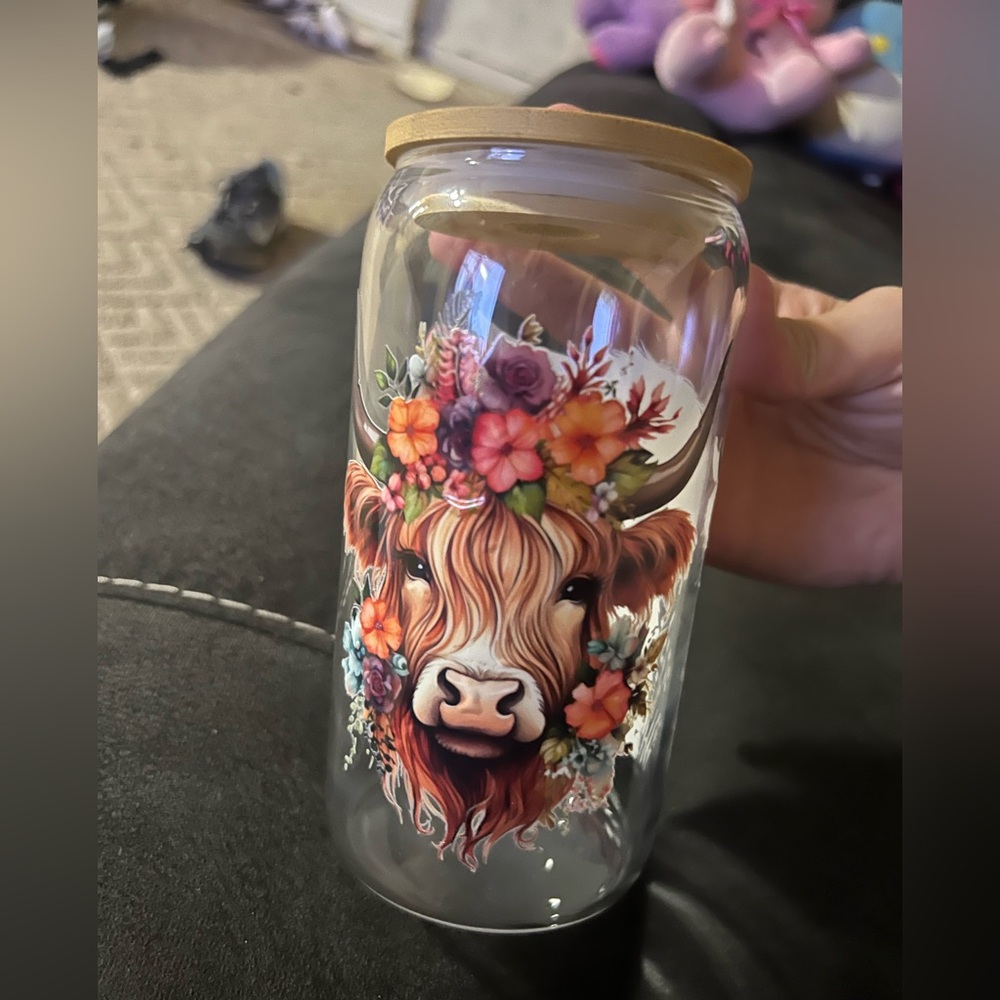 #1 cow glass cup tumbler